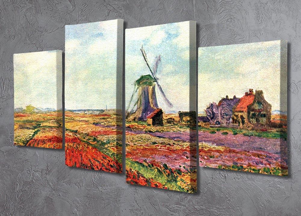 Tulips of Holland by Monet 4 Split Panel Canvas - Canvas Art Rocks - 2