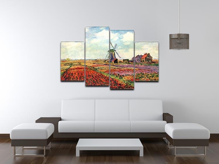Tulips of Holland by Monet 4 Split Panel Canvas - Canvas Art Rocks - 3