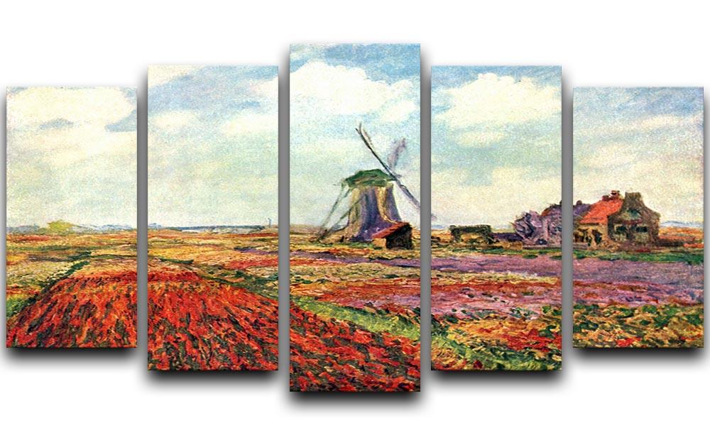 Tulips of Holland by Monet 5 Split Panel Canvas  - Canvas Art Rocks - 1