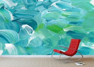 Turquoise blue oil paint Wall Mural Wallpaper - Canvas Art Rocks - 2