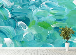 Turquoise blue oil paint Wall Mural Wallpaper - Canvas Art Rocks - 4