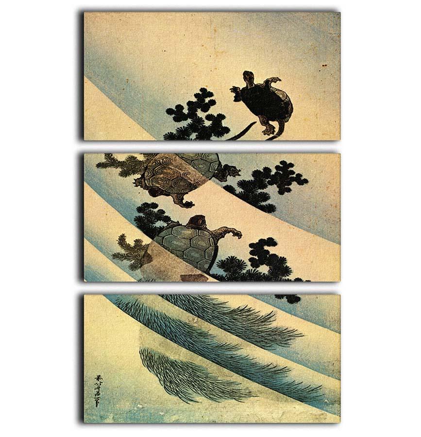 Turtles by Hokusai 3 Split Panel Canvas Print - Canvas Art Rocks - 1
