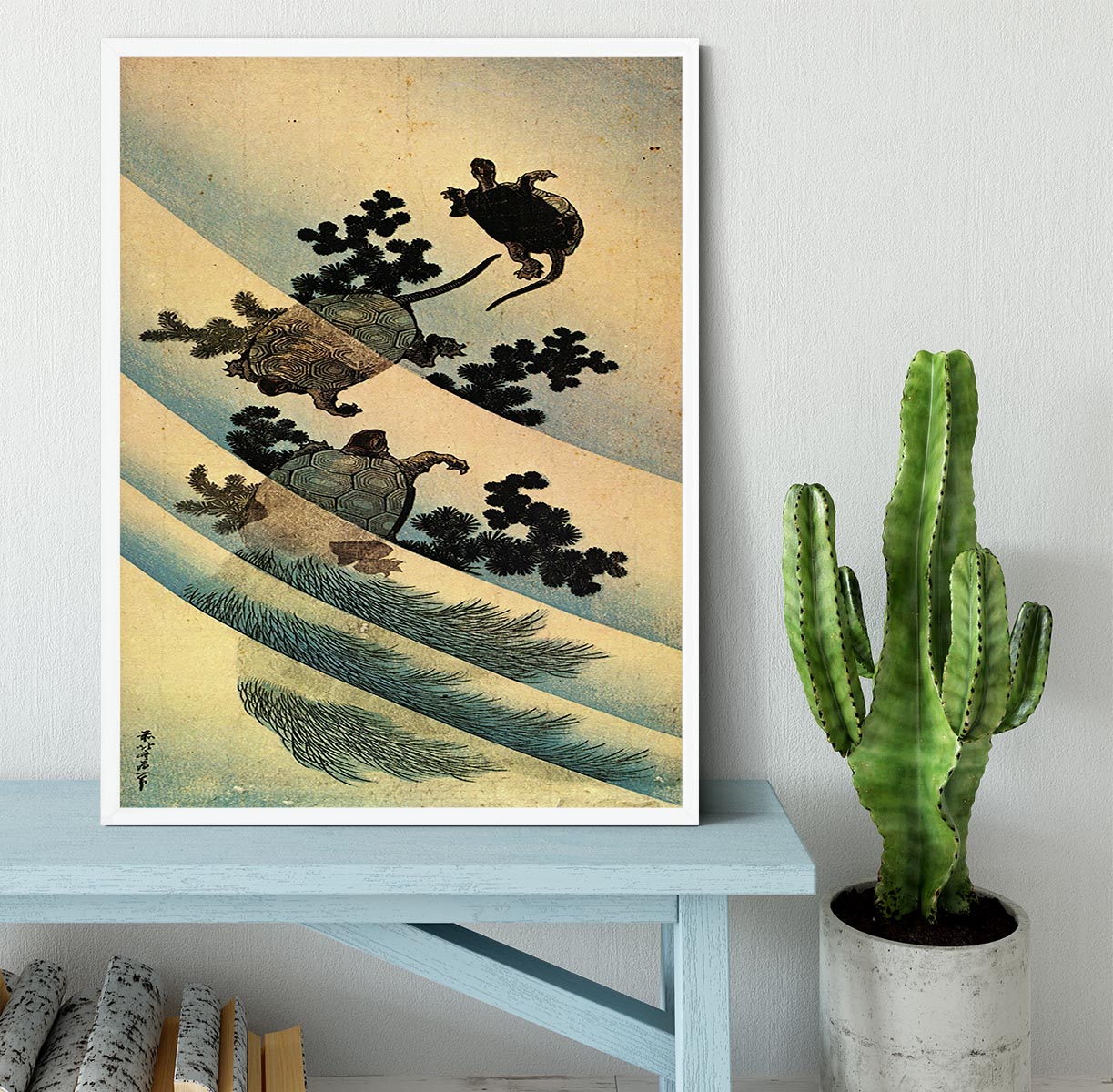 Turtles by Hokusai Framed Print - Canvas Art Rocks -6