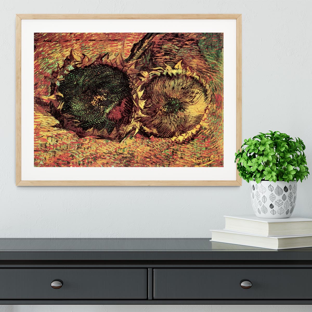 Two Cut Sunflowers 2 by Van Gogh Framed Print - Canvas Art Rocks - 3