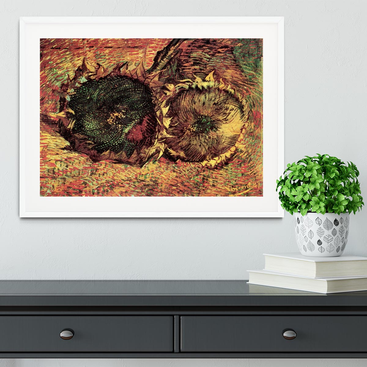 Two Cut Sunflowers 2 by Van Gogh Framed Print - Canvas Art Rocks - 5