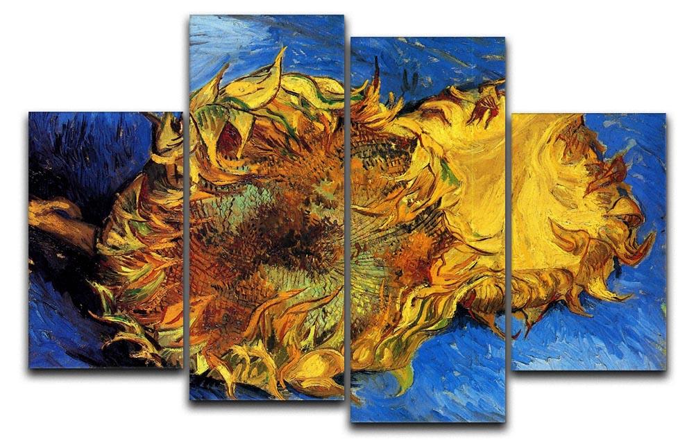 Two Cut Sunflowers 3 by Van Gogh 4 Split Panel Canvas  - Canvas Art Rocks - 1