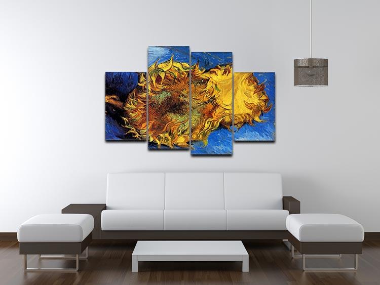 Two Cut Sunflowers 3 by Van Gogh 4 Split Panel Canvas - Canvas Art Rocks - 3