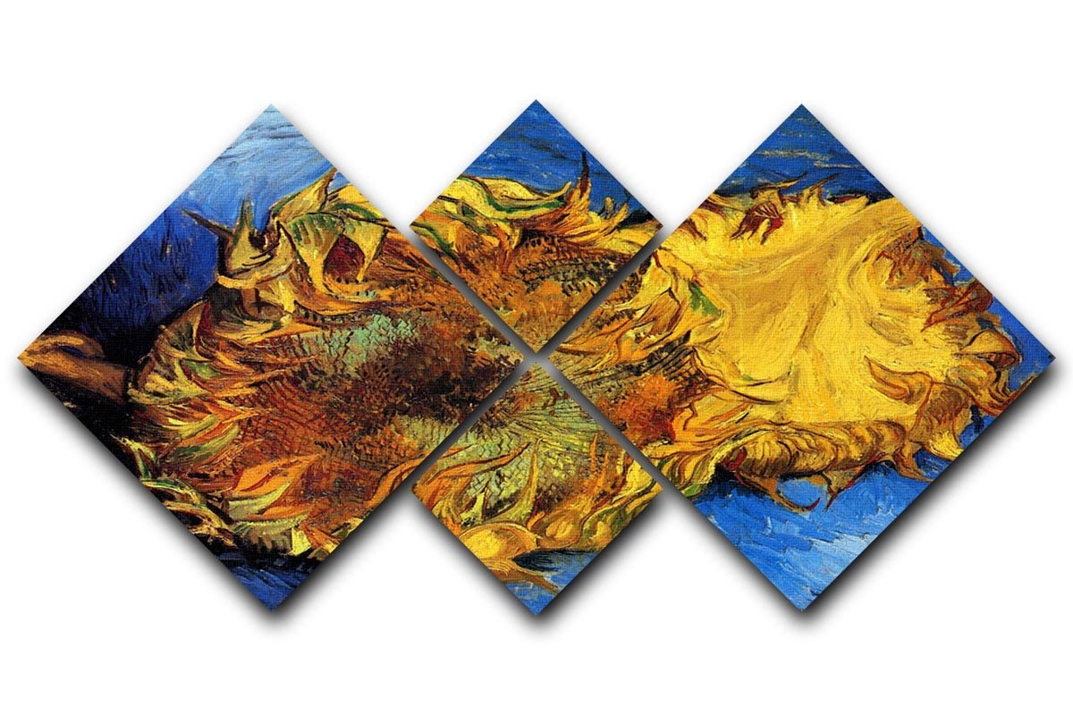 Two Cut Sunflowers 3 by Van Gogh 4 Square Multi Panel Canvas  - Canvas Art Rocks - 1