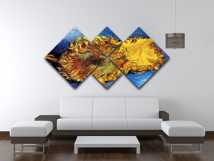 Two Cut Sunflowers 3 by Van Gogh 4 Square Multi Panel Canvas - Canvas Art Rocks - 3