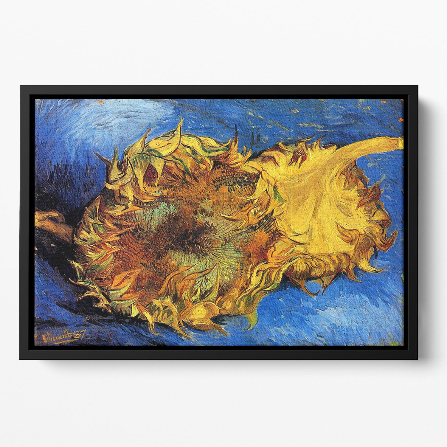 Two Cut Sunflowers 3 by Van Gogh Floating Framed Canvas