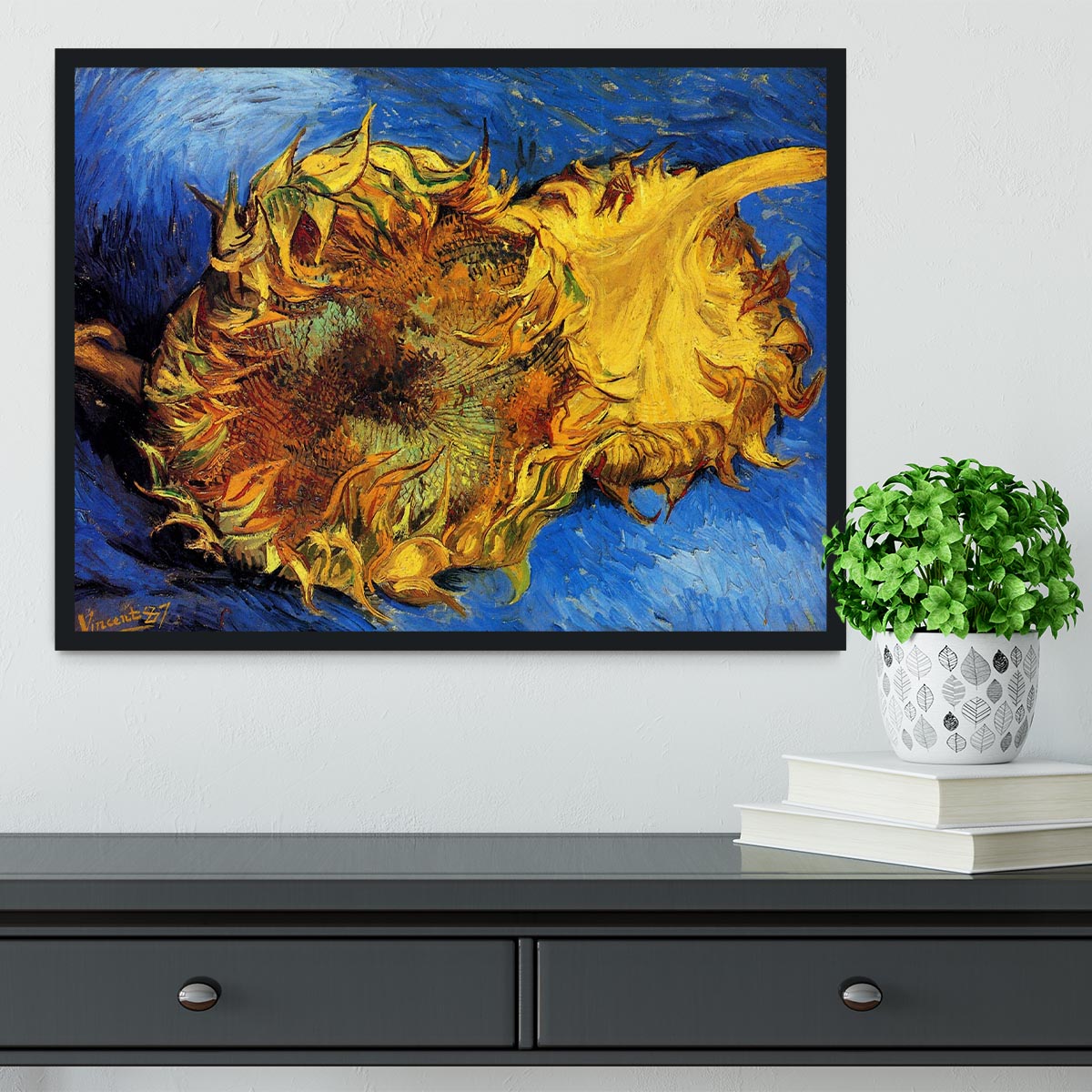 Two Cut Sunflowers 3 by Van Gogh Framed Print - Canvas Art Rocks - 2