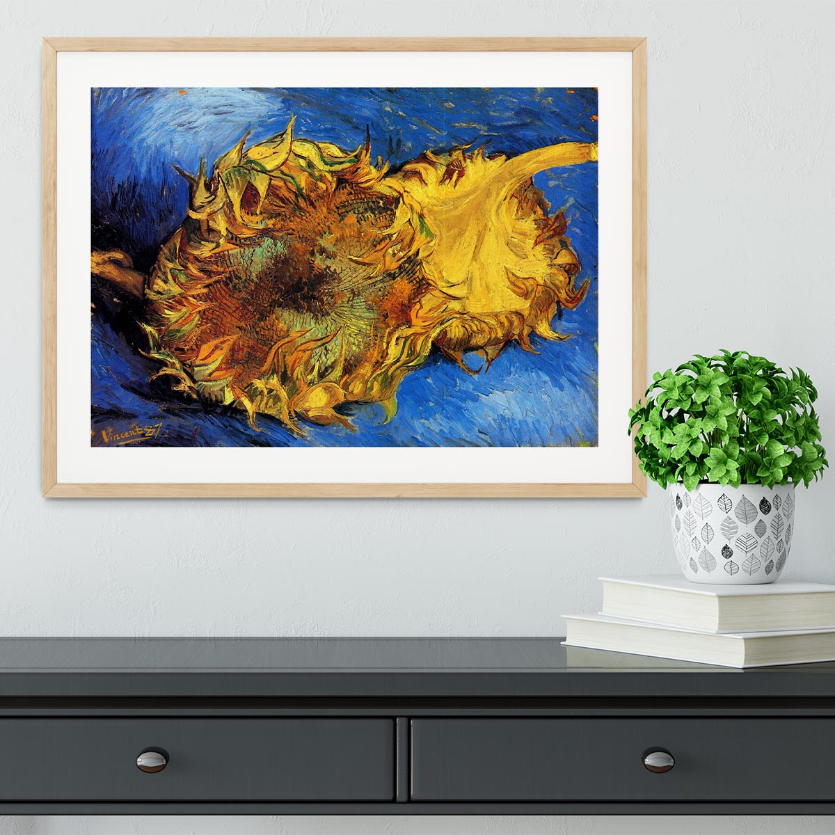 Two Cut Sunflowers 3 by Van Gogh Framed Print - Canvas Art Rocks - 3