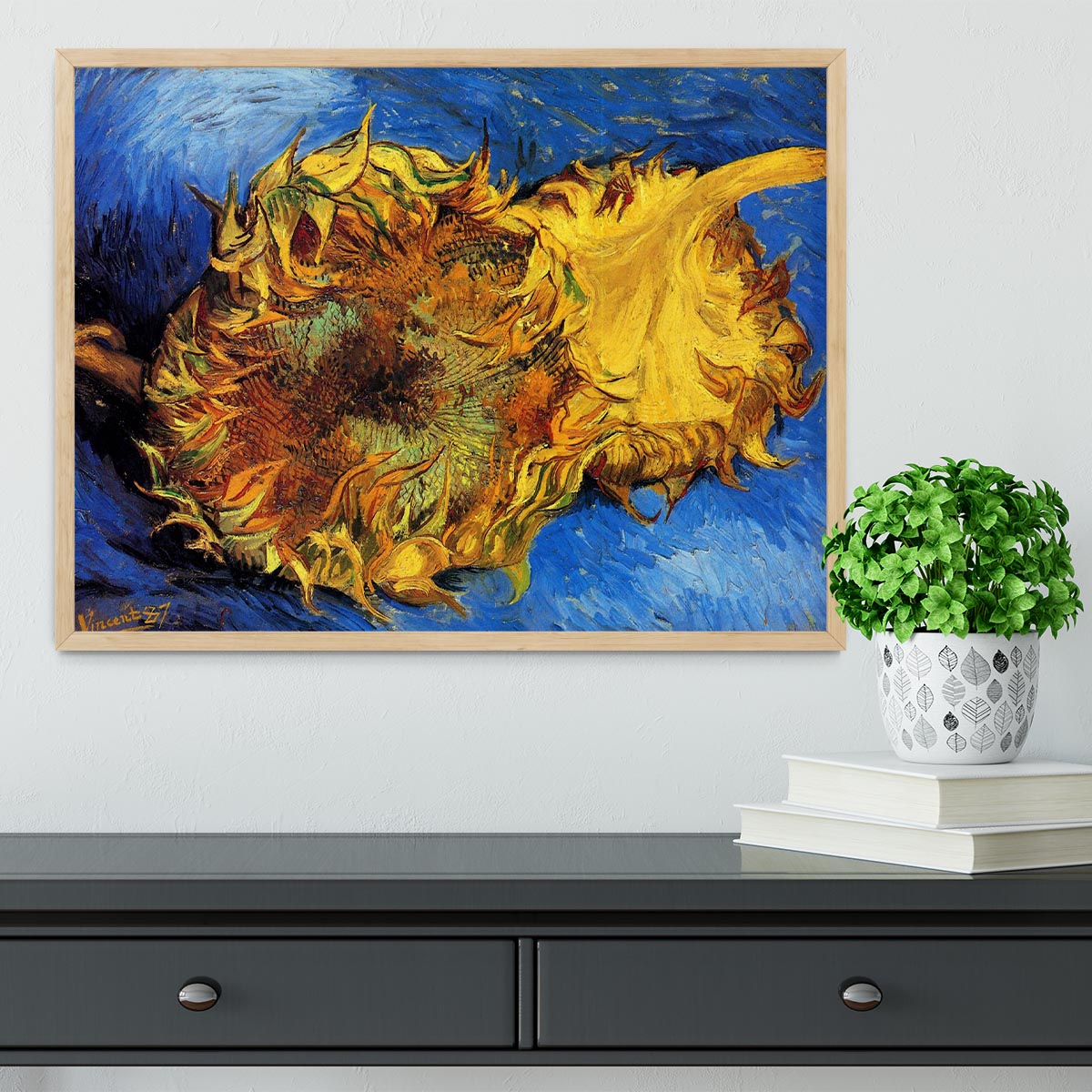 Two Cut Sunflowers 3 by Van Gogh Framed Print - Canvas Art Rocks - 4