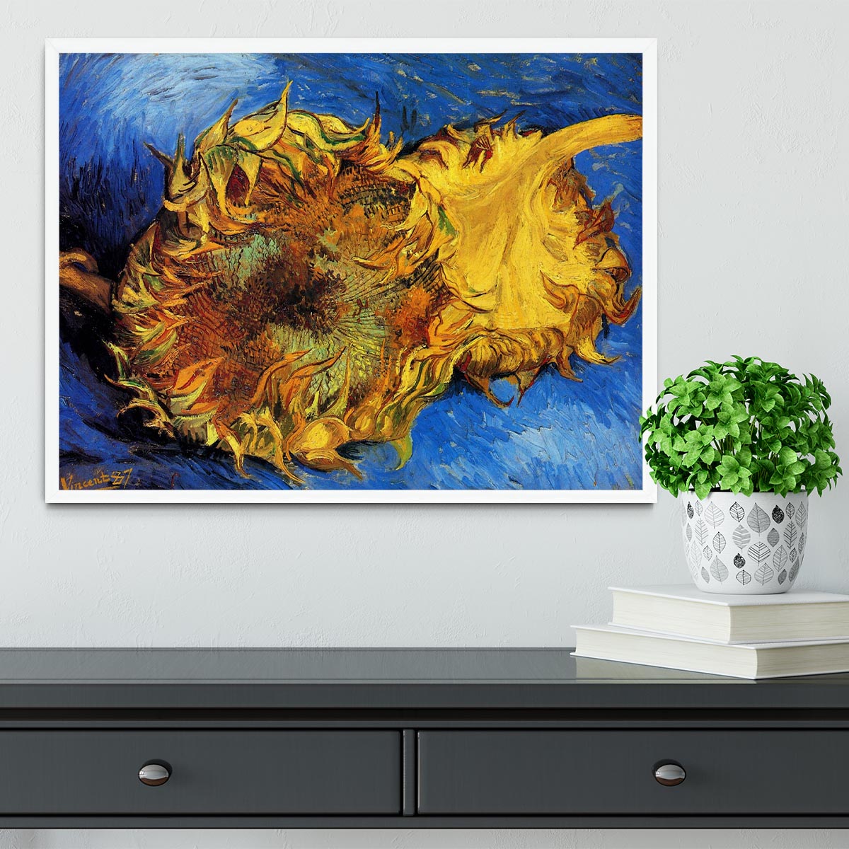 Two Cut Sunflowers 3 by Van Gogh Framed Print - Canvas Art Rocks -6