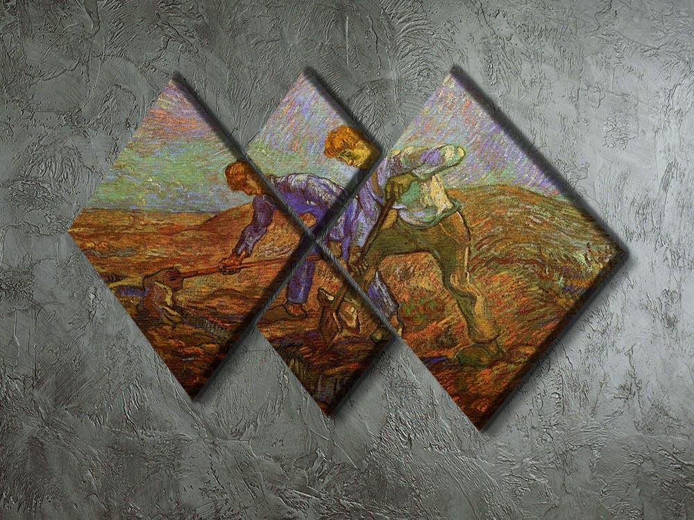 Two Peasants Digging by Van Gogh 4 Square Multi Panel Canvas - Canvas Art Rocks - 2