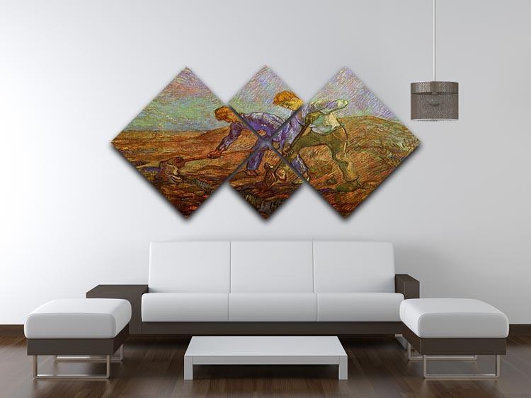 Two Peasants Digging by Van Gogh 4 Square Multi Panel Canvas - Canvas Art Rocks - 3