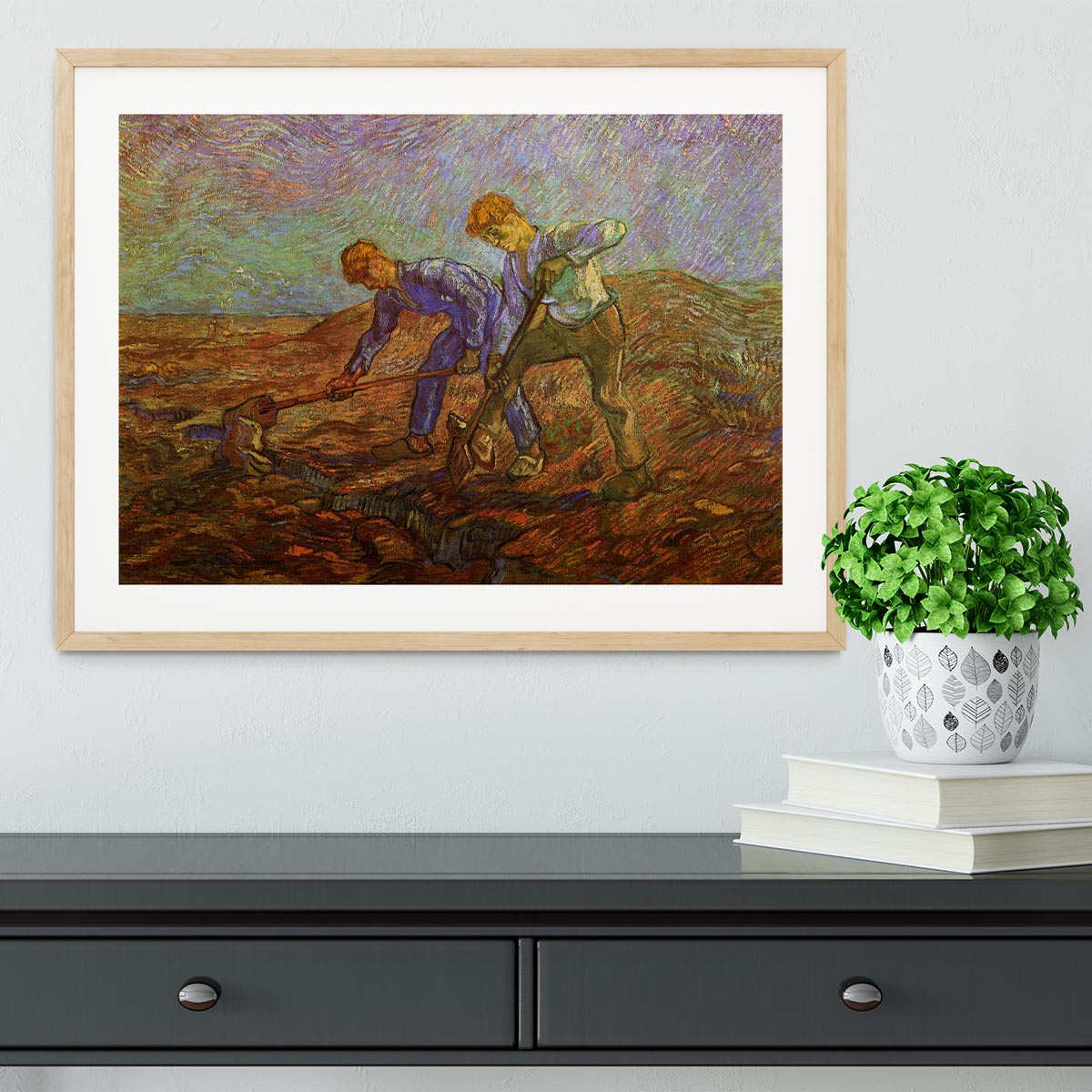 Two Peasants Digging by Van Gogh Framed Print - Canvas Art Rocks - 3