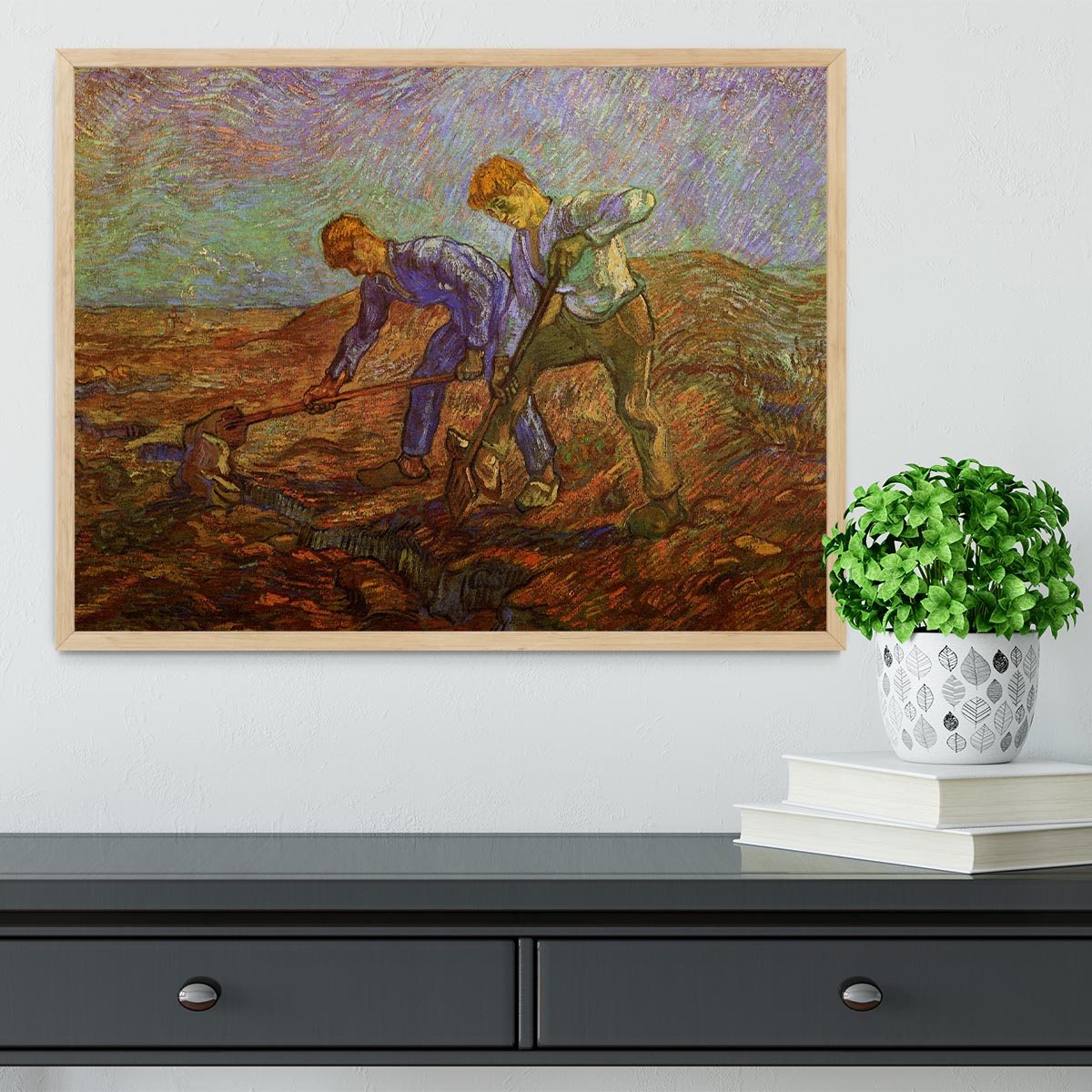 Two Peasants Digging by Van Gogh Framed Print - Canvas Art Rocks - 4