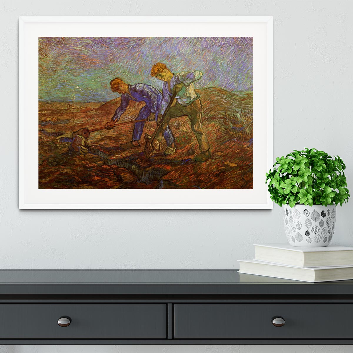 Two Peasants Digging by Van Gogh Framed Print - Canvas Art Rocks - 5