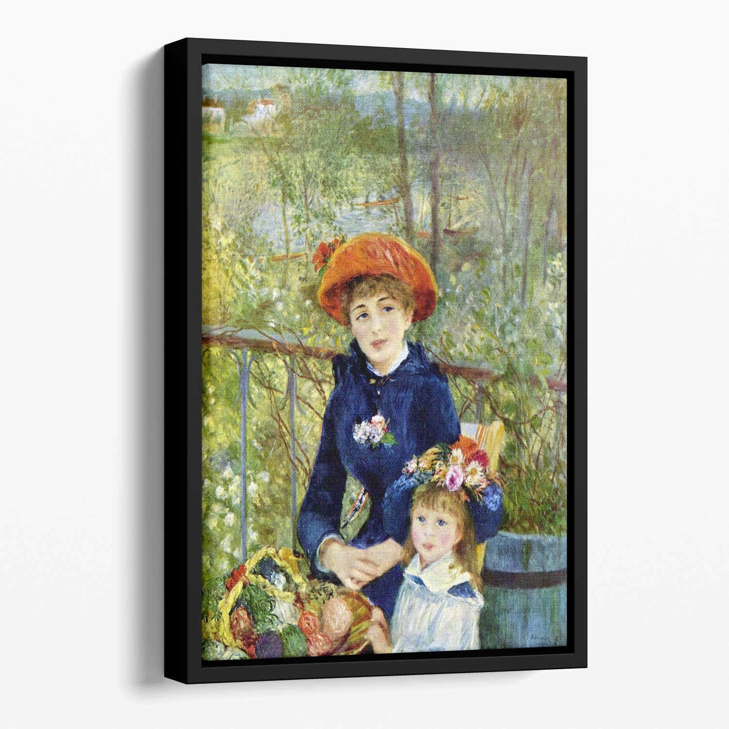 Two Sisters On The Terrace by Renoir Floating Framed Canvas