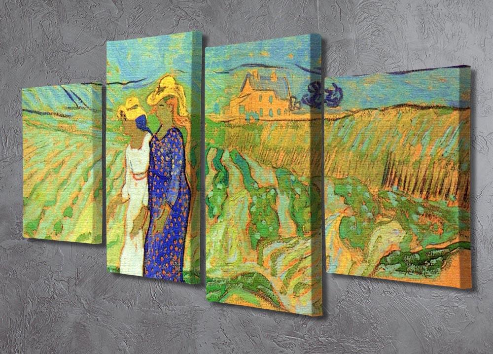 Two Women Crossing the Fields by Van Gogh 4 Split Panel Canvas - Canvas Art Rocks - 2