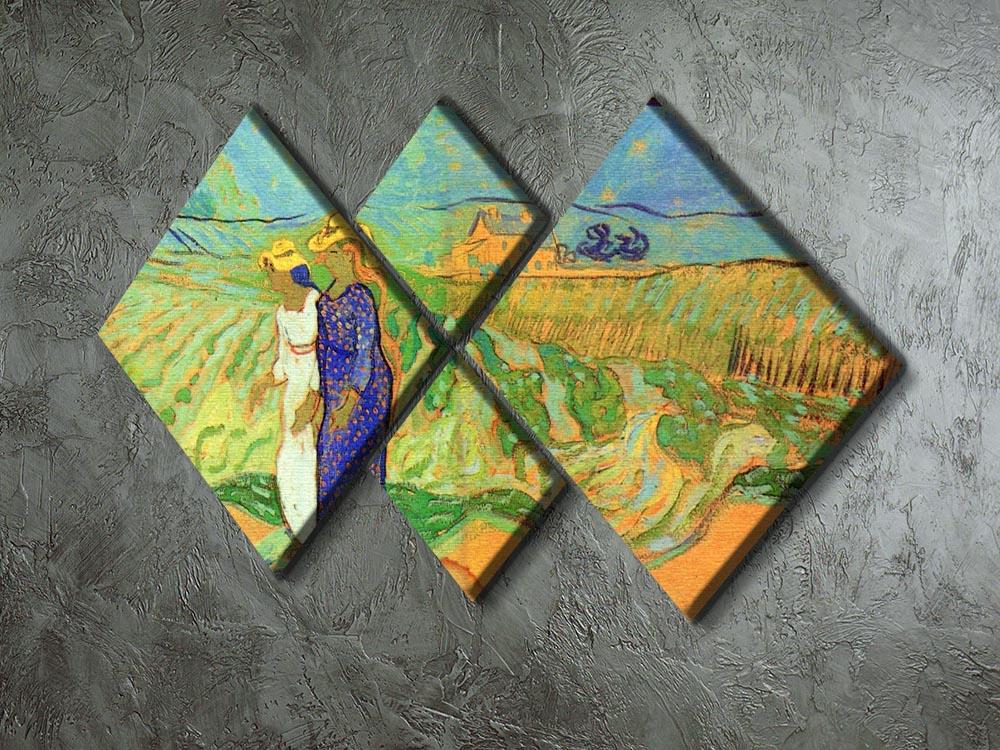 Two Women Crossing the Fields by Van Gogh 4 Square Multi Panel Canvas - Canvas Art Rocks - 2