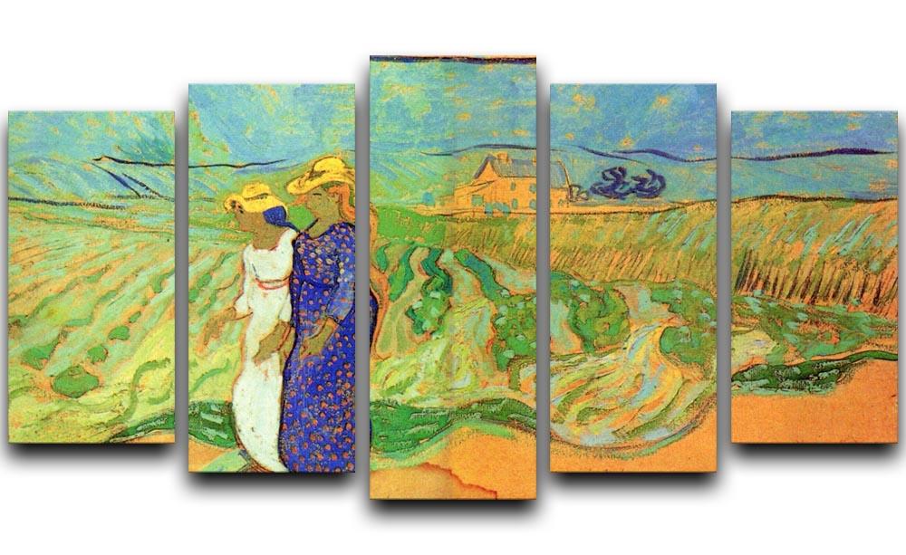 Two Women Crossing the Fields by Van Gogh 5 Split Panel Canvas  - Canvas Art Rocks - 1