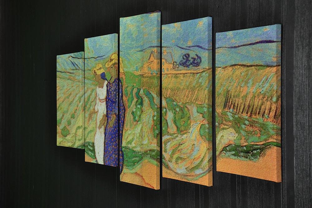 Two Women Crossing the Fields by Van Gogh 5 Split Panel Canvas - Canvas Art Rocks - 2