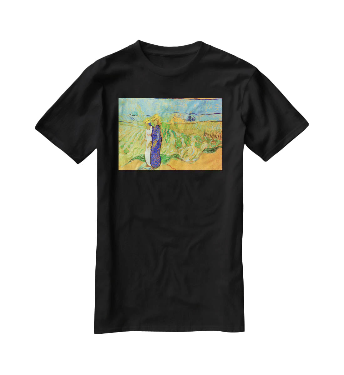 Two Women Crossing the Fields by Van Gogh T-Shirt - Canvas Art Rocks - 1