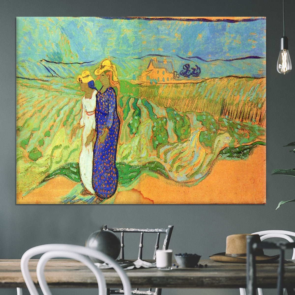 Two Women Crossing the Fields by Van Gogh Canvas Print or Poster - Canvas Art Rocks - 3