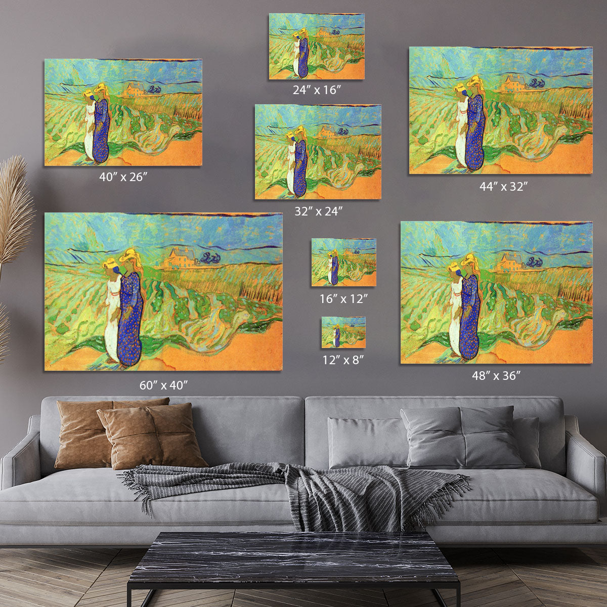 Two Women Crossing the Fields by Van Gogh Canvas Print or Poster - Canvas Art Rocks - 7
