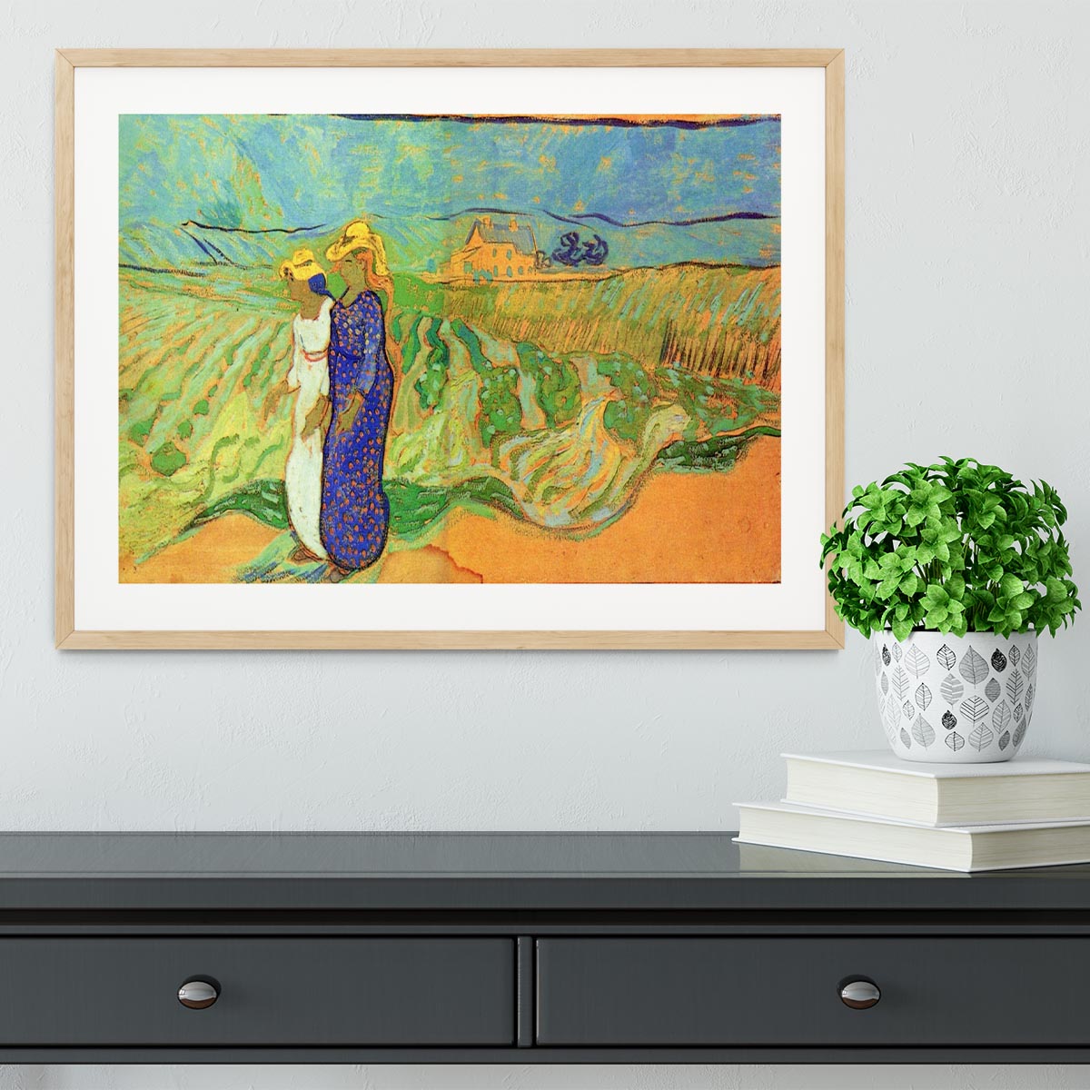 Two Women Crossing the Fields by Van Gogh Framed Print - Canvas Art Rocks - 3