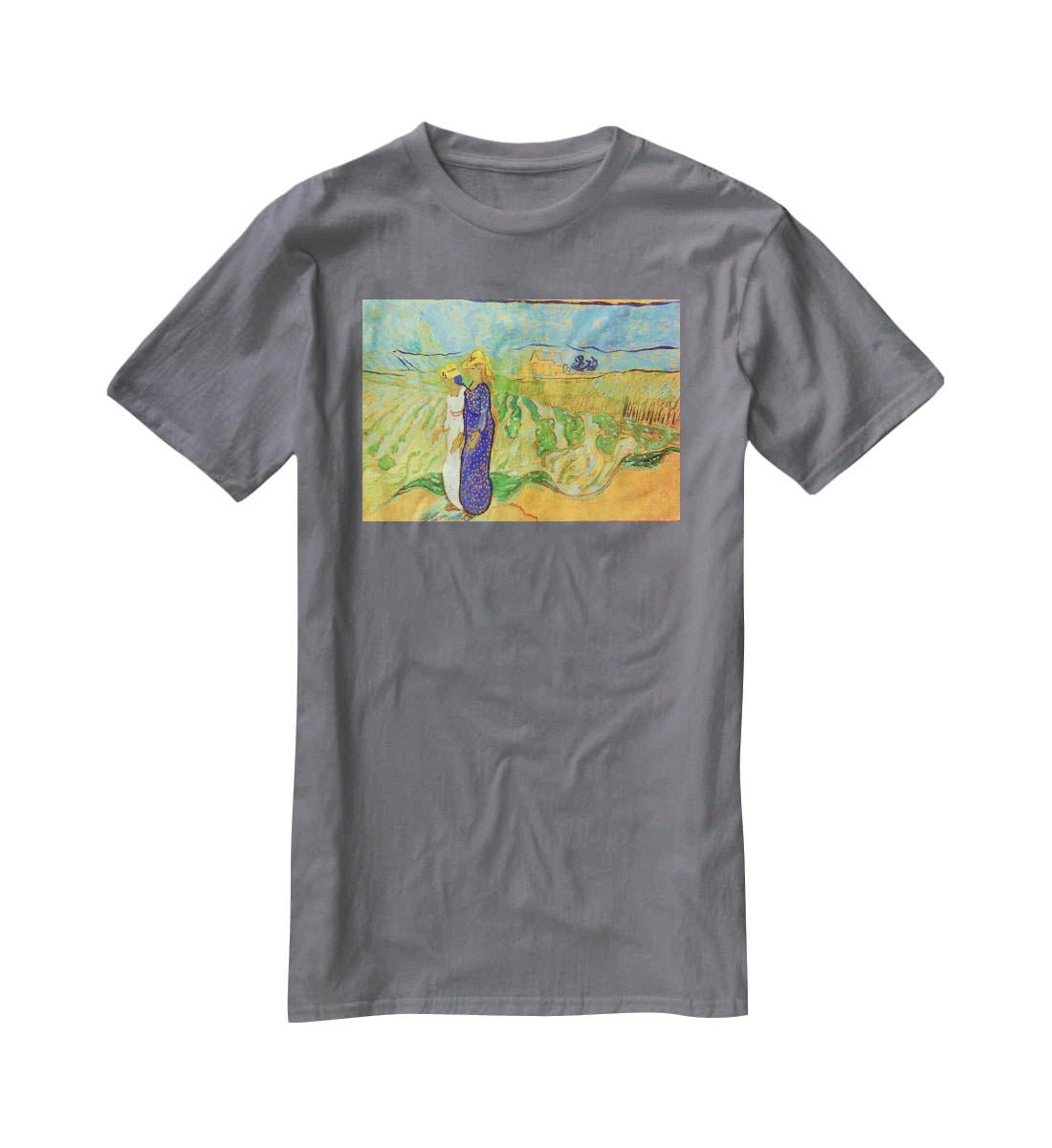 Two Women Crossing the Fields by Van Gogh T-Shirt - Canvas Art Rocks - 3