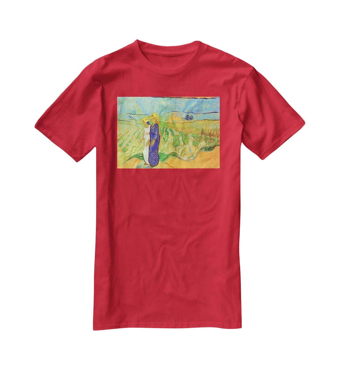 Two Women Crossing the Fields by Van Gogh T-Shirt - Canvas Art Rocks - 4