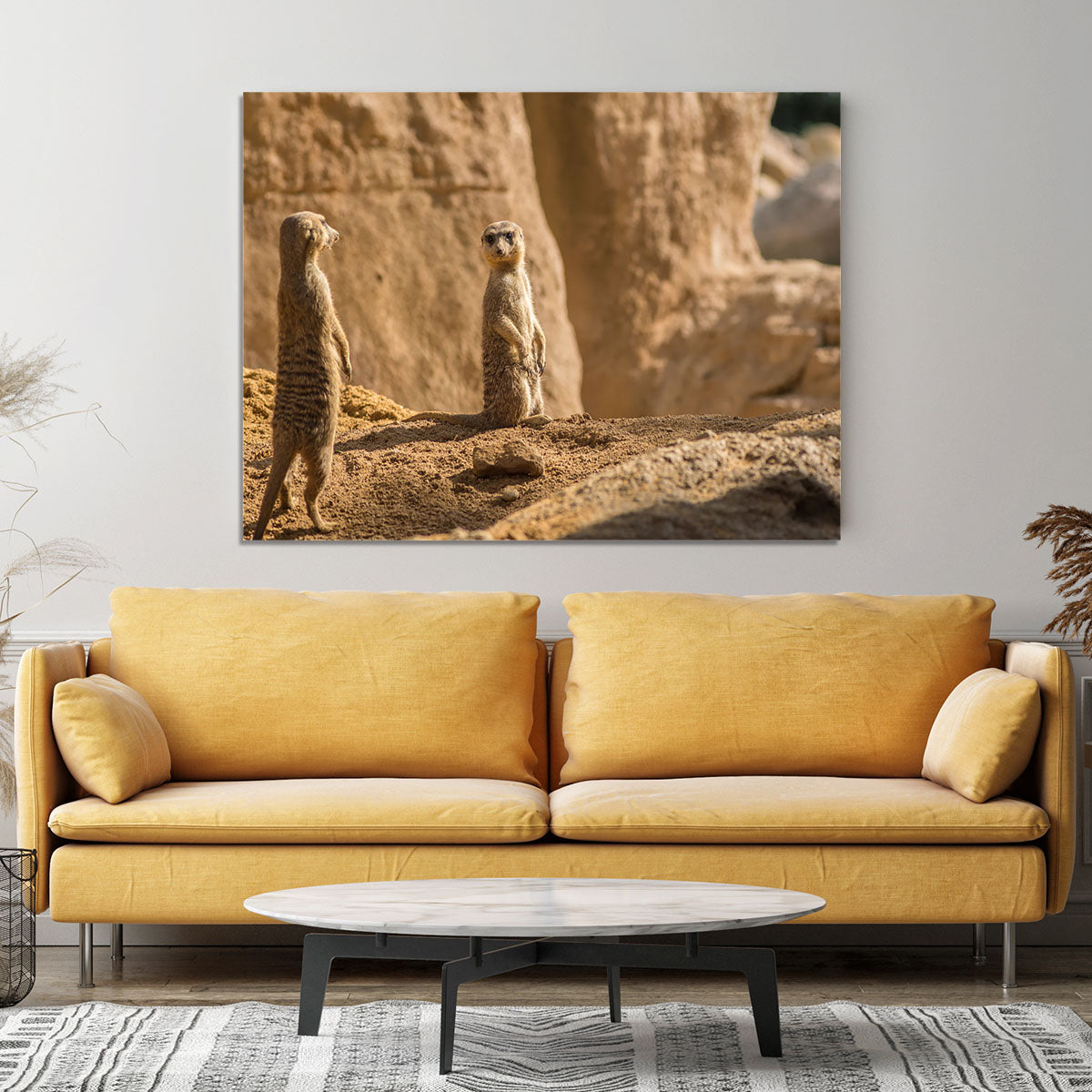 Two alert Meerkats in the desert Canvas Print or Poster - Canvas Art Rocks - 4
