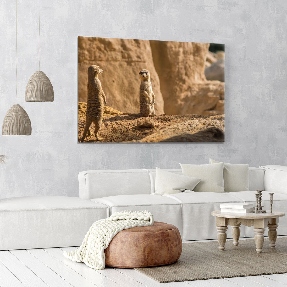 Two alert Meerkats in the desert Canvas Print or Poster - Canvas Art Rocks - 6