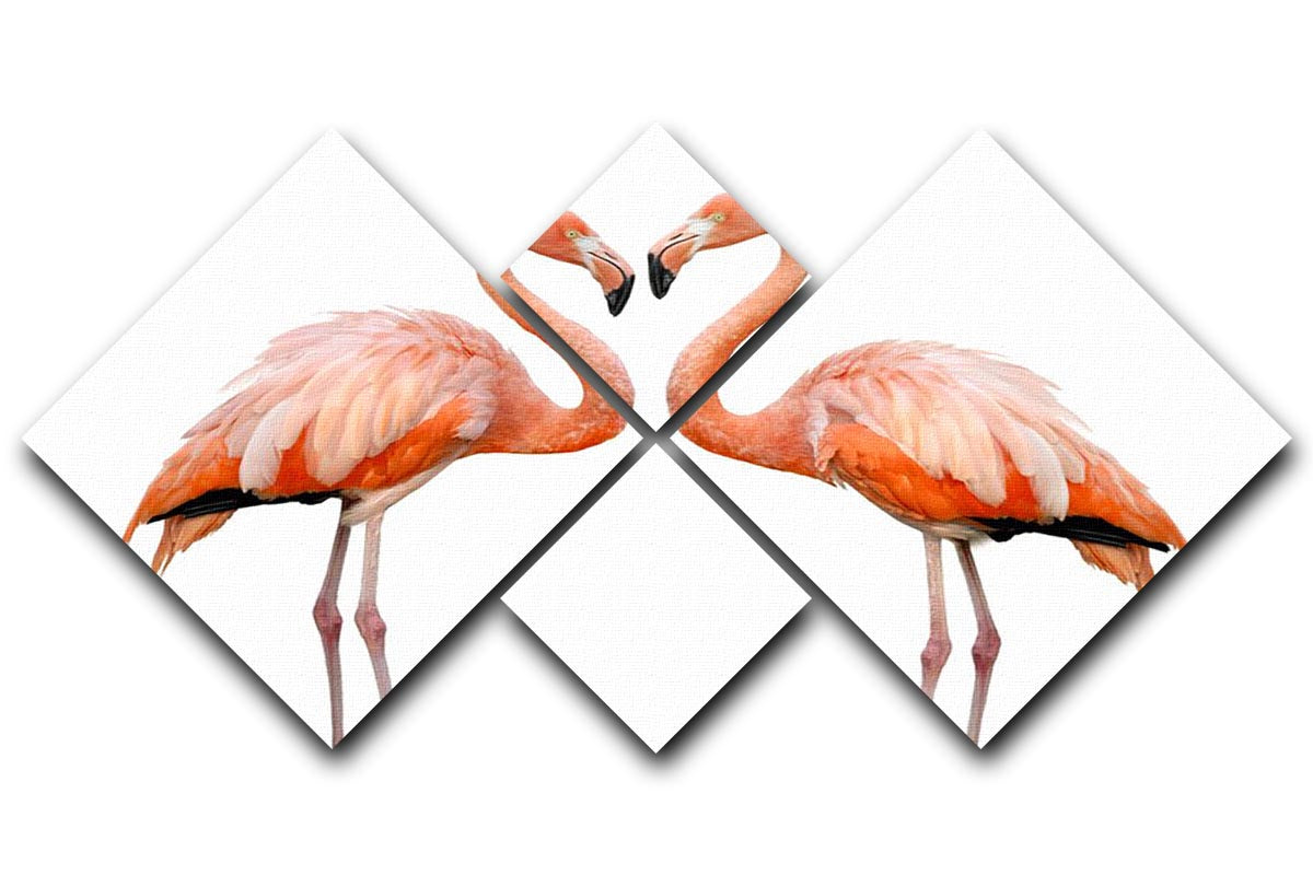 Two beautiful flamingos in love 4 Square Multi Panel Canvas - Canvas Art Rocks - 1