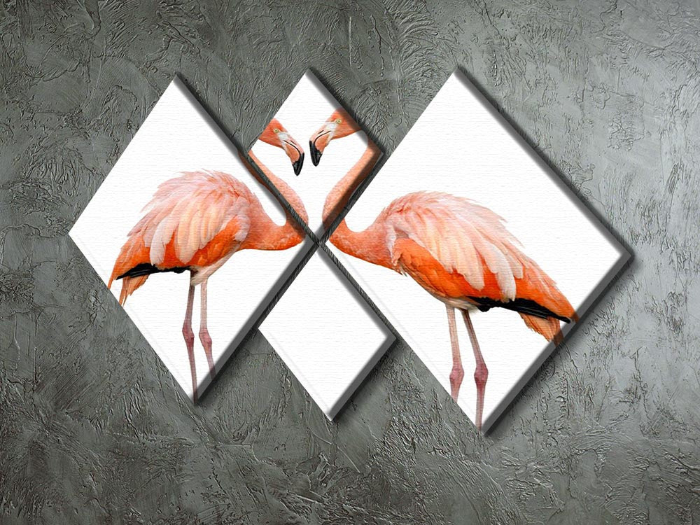 Two beautiful flamingos in love 4 Square Multi Panel Canvas - Canvas Art Rocks - 2