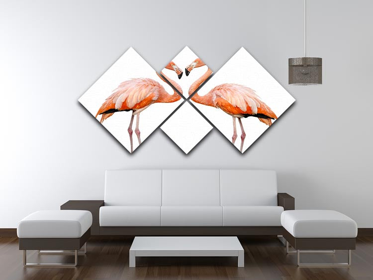 Two beautiful flamingos in love 4 Square Multi Panel Canvas - Canvas Art Rocks - 3