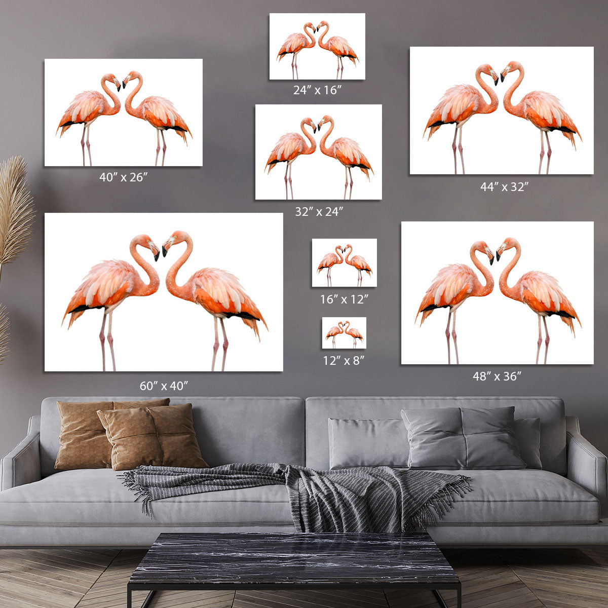 Two beautiful flamingos in love Canvas Print or Poster - Canvas Art Rocks - 7