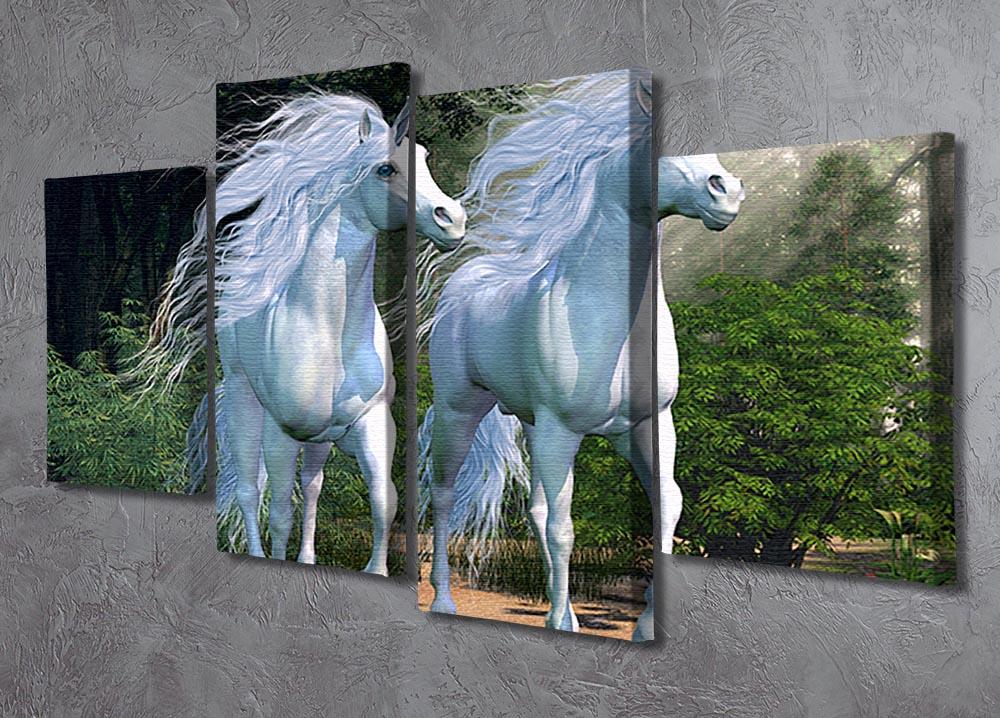 Two buck unicorns run together 4 Split Panel Canvas  - Canvas Art Rocks - 2