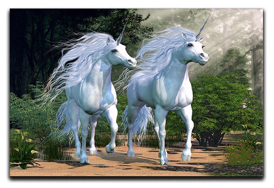 Two buck unicorns run together Canvas Print or Poster  - Canvas Art Rocks - 1