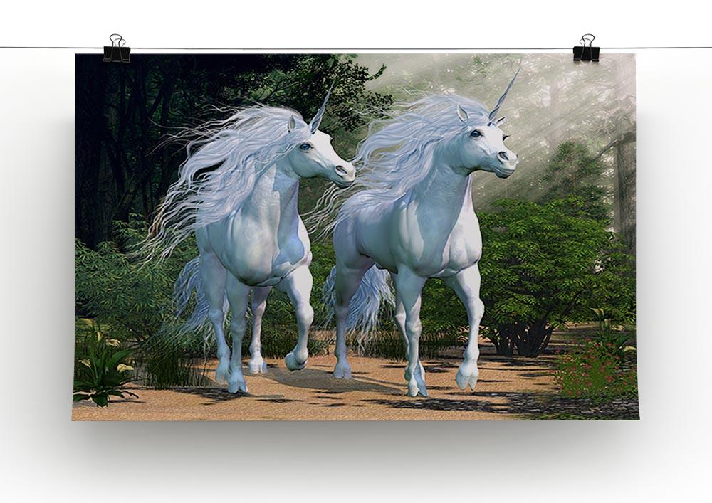 Two buck unicorns run together Canvas Print or Poster - Canvas Art Rocks - 2