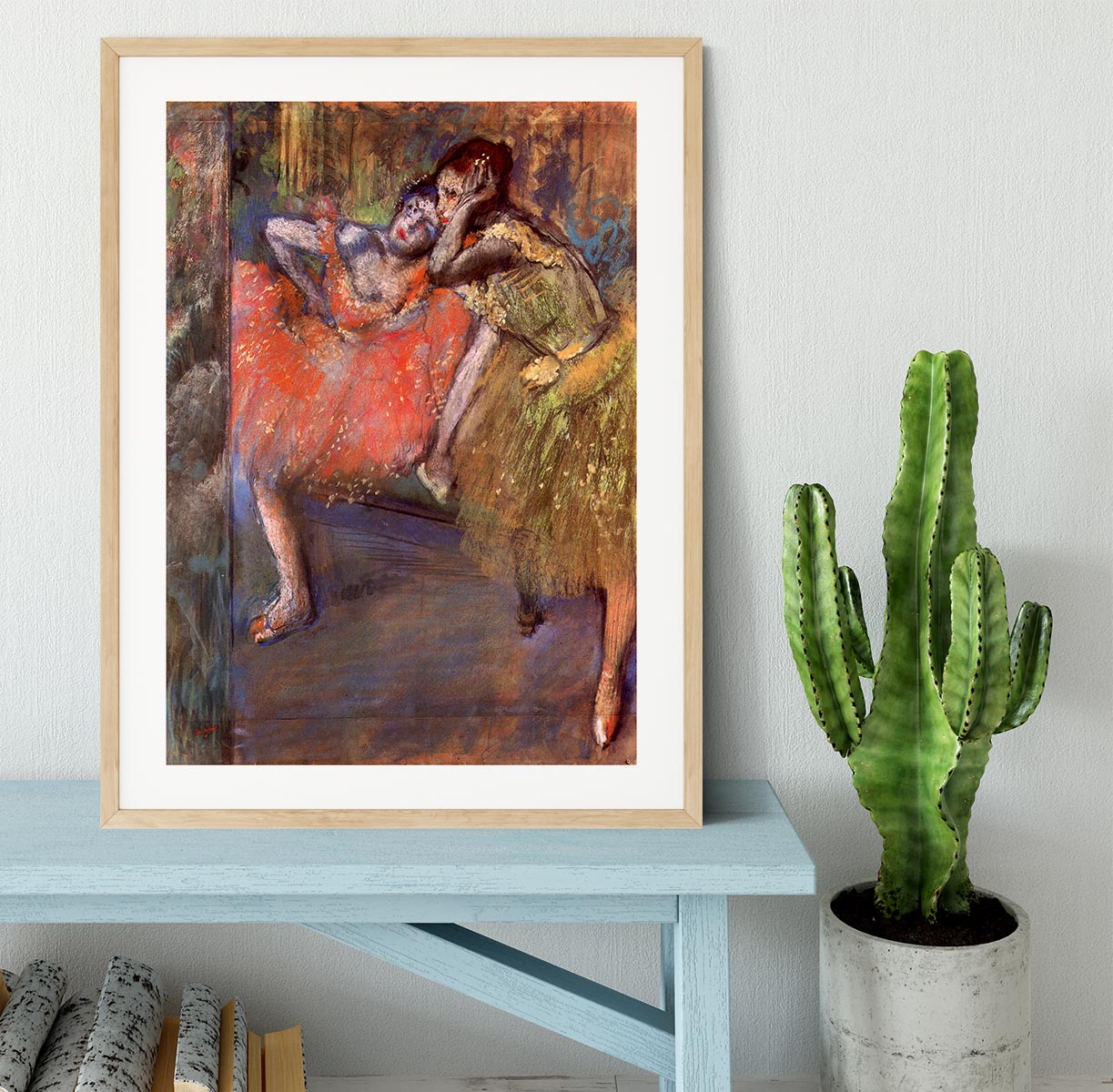 Two dancers behind the scenes by Degas Framed Print - Canvas Art Rocks - 3
