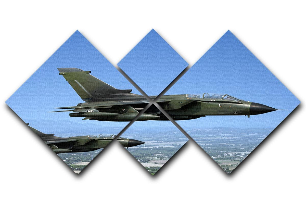 Two green fighter jets 4 Square Multi Panel Canvas  - Canvas Art Rocks - 1