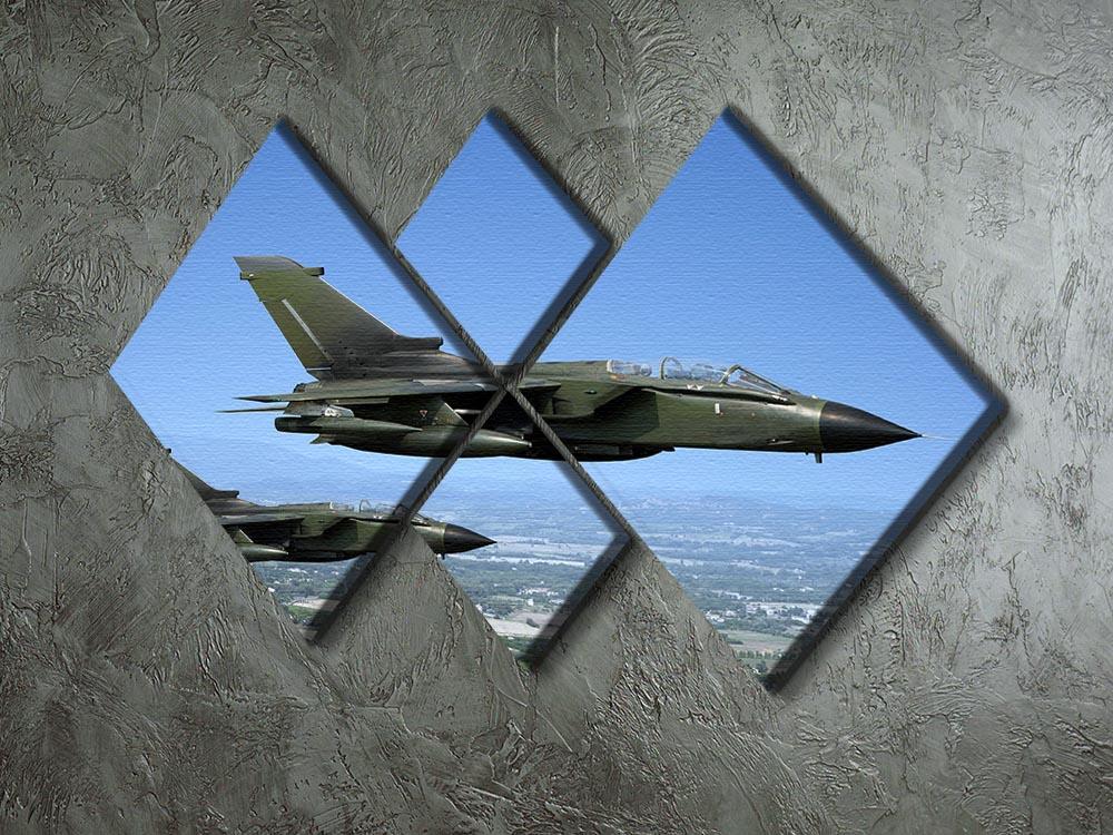 Two green fighter jets 4 Square Multi Panel Canvas  - Canvas Art Rocks - 2