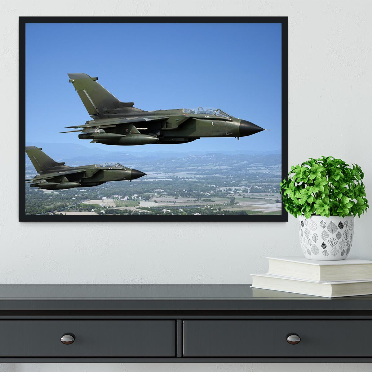 Two green fighter jets Framed Print - Canvas Art Rocks - 2