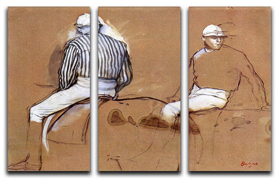 Two jockeys by Degas 3 Split Panel Canvas Print - Canvas Art Rocks - 1