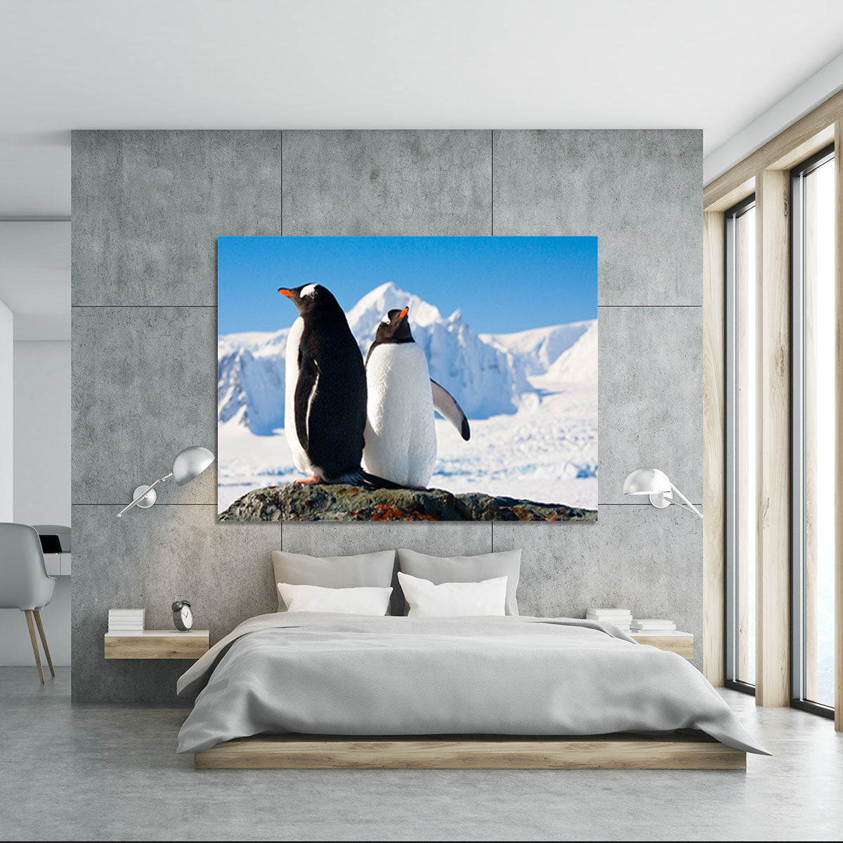 Two penguins dreaming together sitting on a rock Canvas Print or Poster - Canvas Art Rocks - 5