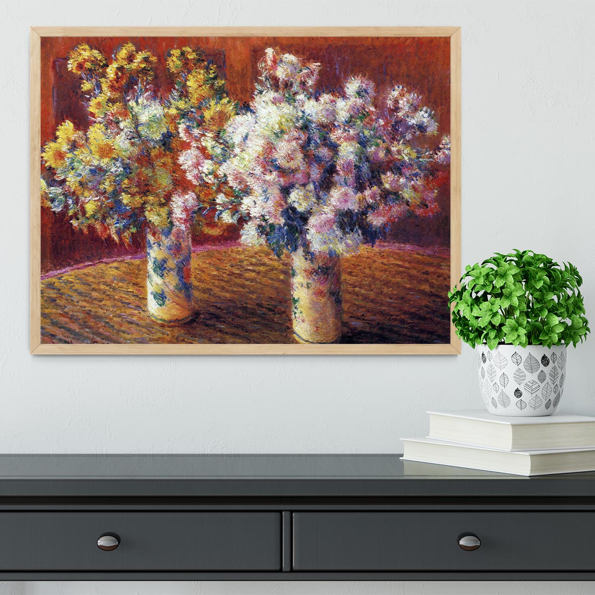 Two vases with Chrysanthemums by Monet Framed Print - Canvas Art Rocks - 4